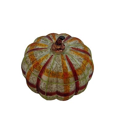 Celebrate Together??? Fall Painted Plaid Glass Pumpkin