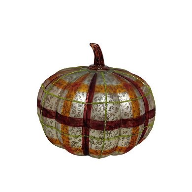 Celebrate Together??? Fall Painted Plaid Glass Pumpkin