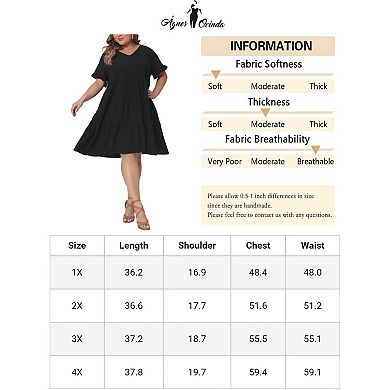 Plus Size Dresses For Women V Neck Ruffle Sleeve With Pockets Swing A Line Tiered Dress