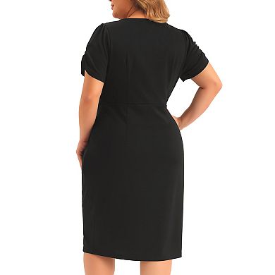 Plus size dress for women Short Sleeve Above The Knee Sheath Dress Office Wear To Work Dresses