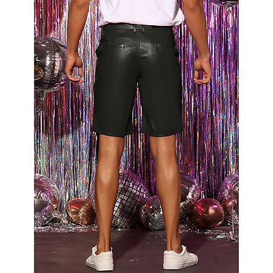 Faux Leather Shorts For Men's Hip Hop Motorcycle Biker Party Disco Shorts