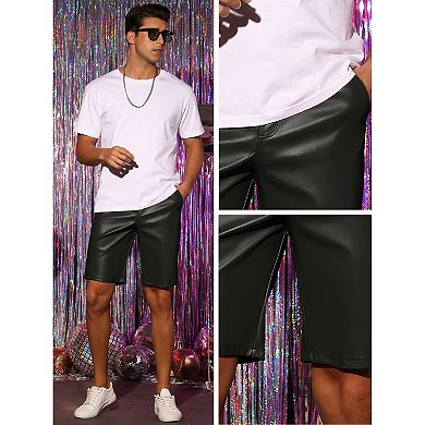 Faux Leather Shorts For Men's Hip Hop Motorcycle Biker Party Disco Shorts