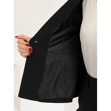 Women's 2 Pcs Outfits Business Office Suit Set One Button Short Sleeve Blazer Jacket And Suit Pants