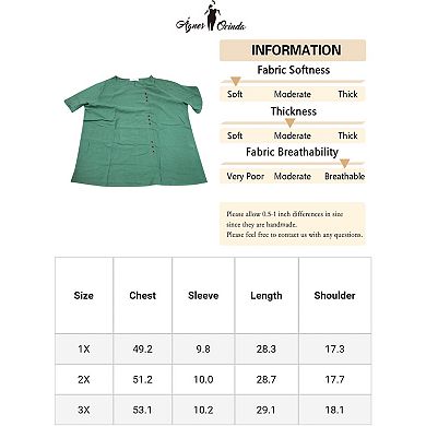 Plus Size Top For Women Short Sleeve Round Neck Cotton Linen Blouses Top T Shirt