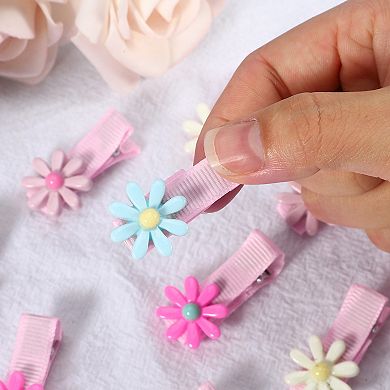 1 Set Flower Shape Hair Clips Cartoon Fabric Hair Clips For Girls