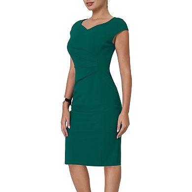 Women's 50s Sheath Dress Sweetheart Neck Pleated Side Pencil Dresses