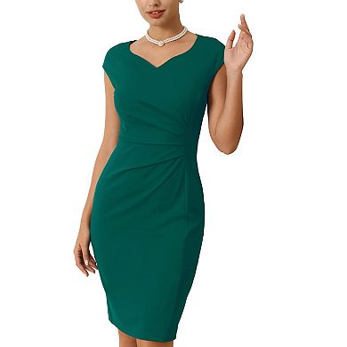 Women's 50s Sheath Dress Sweetheart Neck Pleated Side Pencil Dresses