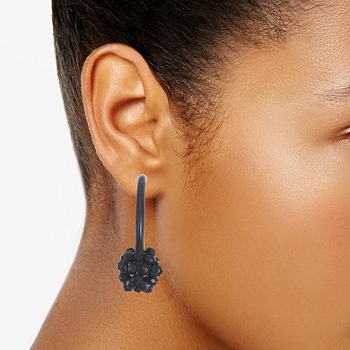 Simply Vera Vera Wang Black Tone Crystal Cluster Statement Hoop Earrings