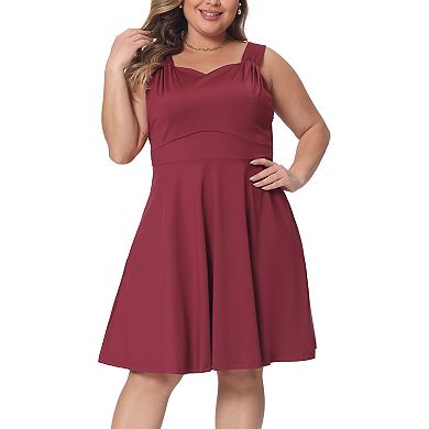 Plus Size Sleeveless Dress For Women Sweetheart Neck A-line Cocktail Bridesmaid Party Short Dress