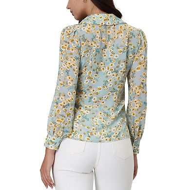 Women's Floral Shirt Long Sleeve Button Down Blouse