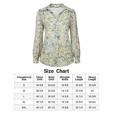 Women's Floral Shirt Long Sleeve Button Down Blouse