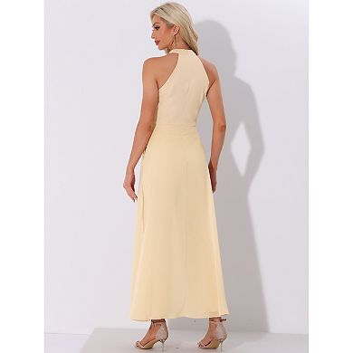 Jumpsuit For Women Sleeveless Halter Neck Belted Elegant Wedding Cocktail Dressy Jumpsuits