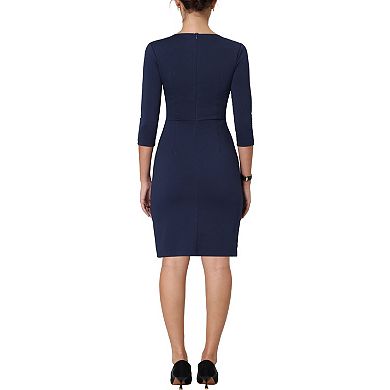 Women's Sheath Dress Keyhole Wrap Neck Work Pencil Dresses