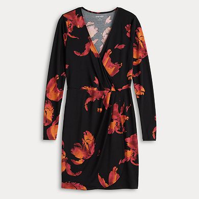 Petite Nine West Long Sleeve Wrap Dress