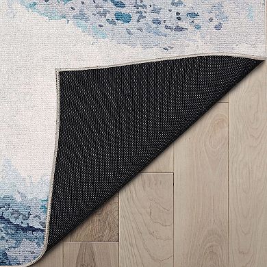 Well Woven Abstract Blue Modern Area Rug