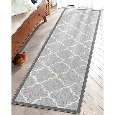 Well Woven Kings Court Brooklyn Trellis Gray Flat-Weave Area Rug