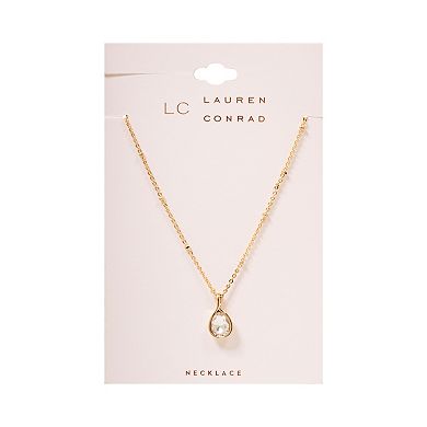 LC Lauren Conrad Gold Tone Crystal Pendant Necklace