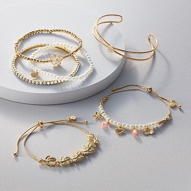 LC Lauren Conrad Gold Tone Crystal Double-Row Bangle Bracelet