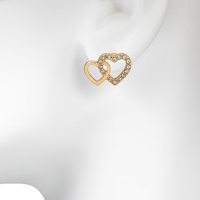 LC Lauren Conrad Gold Tone Two Heart Stud Earrings