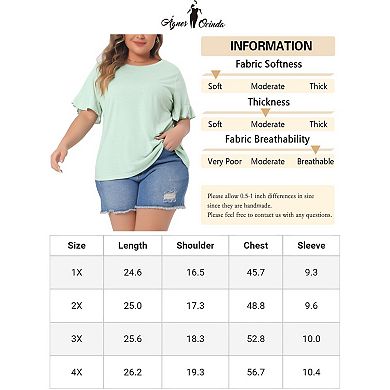 Women's Plus Size T Shirts Ruffle Short Sleeve Casual Summer Loose Tee Blouse Tops