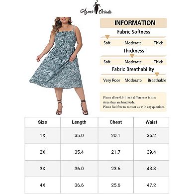 Plus Size Dress For Women Summer Drawstring Adjustable Spaghetti Strap Floral Dresses