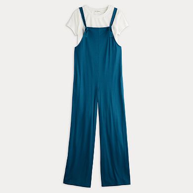 Juniors' Live To Be Spoiled Knit Jumpsuit With Tee