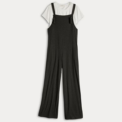 Juniors' Live To Be Spoiled Knit Jumpsuit With Tee