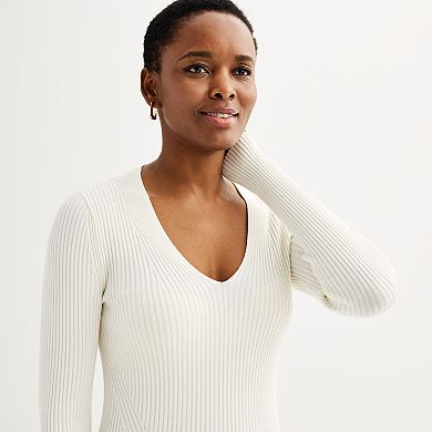 Women's Nine West V-Neck Rib Pullover