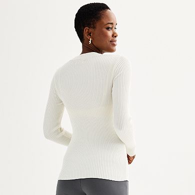 Women's Nine West V-Neck Rib Pullover