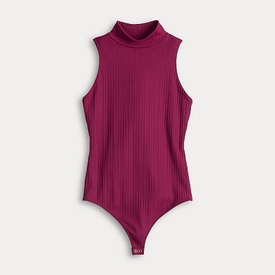 Women's Nine West Variegated Rib Sleeveless Mockneck Bodysuit