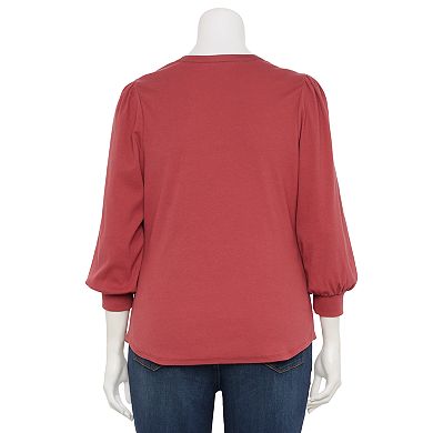 Plus Size LC Lauren Conrad Three-Quarter Sleeve Henley Top