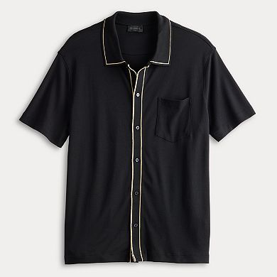 Men's For The Republic Short Sleeve Button Down Knit Shirt with Tipping Detail