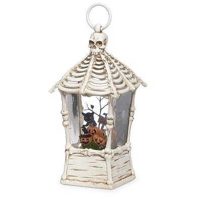 Roman Light-Up Pumpkin Scene Halloween Skull Lantern Glitter Snow Globe