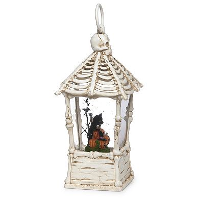 Roman Light-Up Pumpkin Scene Halloween Skull Lantern Glitter Snow Globe