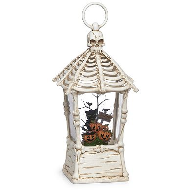 Roman Light-Up Pumpkin Scene Halloween Skull Lantern Glitter Snow Globe