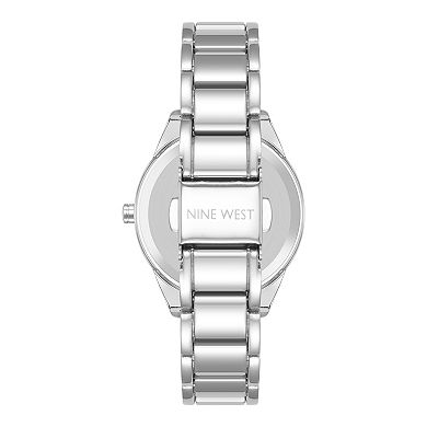 Nine West Women's Silver Tone White Dial Bracelet Watch