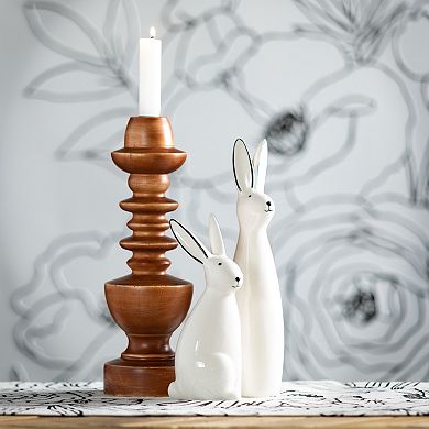 Sullivan's 11 in. Abstract 2-Piece Porcelain Bunnies Set Table Decor