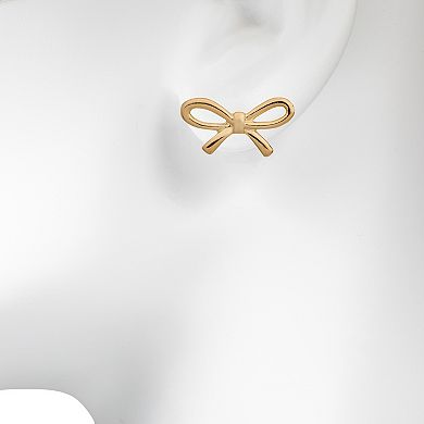 LC Lauren Conrad Gold Tone Metal Bow Stud Earrings