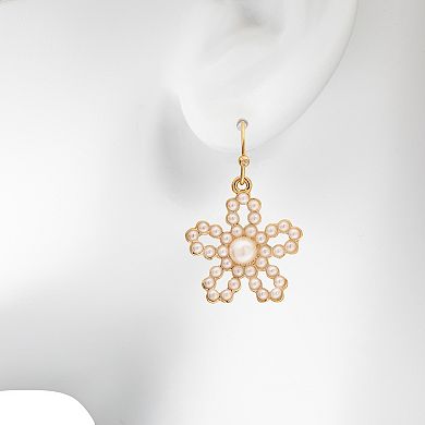 LC Lauren Conrad Simulated Pearl Flower Drop Earrings