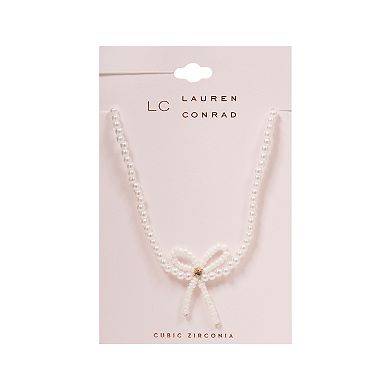 LC Lauren Conrad Simulated Pearl Bow Pendant Necklace