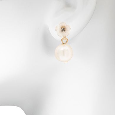 LC Lauren Conrad Opal Flower Simulated Pearl Drop Earrings