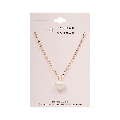 LC Lauren Conrad Heart Shaped Simulated Pearl Pendant Necklace