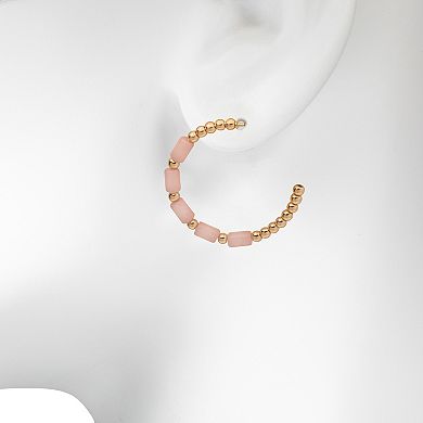 LC Lauren Conrad Gold Tone Beaded Hoop Earrings