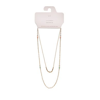 LC Lauren Conrad Gold Tone 2 Row Beaded Chain Necklace
