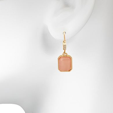 LC Lauren Conrad Gold Tone Rectangular Stone Drop Earrings