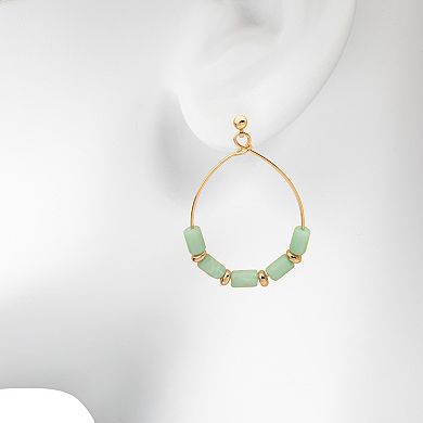 LC Lauren Conrad Gold Tone Pear Shape Beaded Drop Earrings