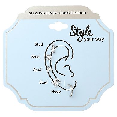 Style Your Way Single Stud Earrings 5-Piece Set