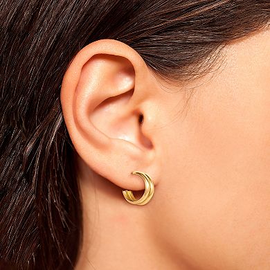 Style Your Way Gold Over Silver Double Huggie Hoop Earrings