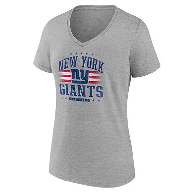 Women's Fanatics Heather Gray New York Giants Americana V-Neck T-Shirt