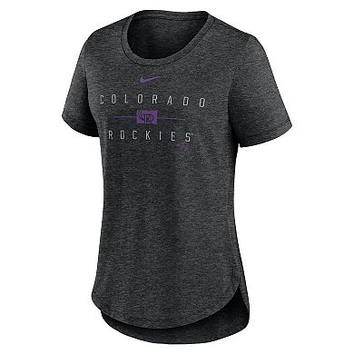 Women's Nike Heather Black Colorado Rockies Knockout Team Stack Tri-Blend T-Shirt